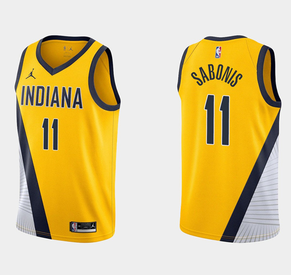 Men's Indiana Pacers #11 Domantas Sabonis Yellow Stitched Jersey Men's Indiana Pacers #11 Domantas Sabonis Yellow Stitched Jersey
